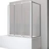 Paroi De Bain Schulte - 3 Parties - Avec Paroi Latérale - Pour Une Baignoire De 70 Cm - 129x70x140cm - Profilé En Aluminium Blanc - Verre De Sécurité Transparent Art. D160370 04 50