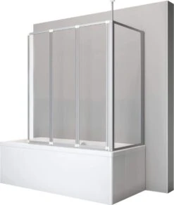 Paroi De Bain Schulte - 3 Parties - Avec Paroi Latérale - Pour Une Baignoire De 70 Cm - 129x70x140cm - Profilé En Aluminium Blanc - Verre De Sécurité Transparent Art. D160370 04 50