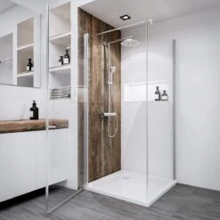 Cabine De Douche Schulte D69241518 1 50, BREMEN 90x90x190 Cm Porte Tournante Avec Paroi Latérale Fixe, Verre De Sécurité Transparent Avec Profil En Aluminium Mat