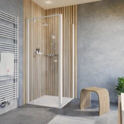 Cabine De Douche Schulte D515206 TREND 2.0, Porte Tournante Avec Paroi Latérale 90 X 90 X 200 Cm, Profil BLANC MAT - Verre De Sécurité Clair Transparent