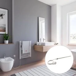 Schulte EUROPA - Radiateur électrique Design - 50 X 70 Cm - Blanc - Sèche Serviettes - Résistance Type 1 Gauche - Courant Continu - 300 Watt - H280695-E1L 04