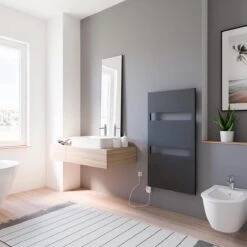 Schulte TURIN - Radiateur Design électrique - 60x114cm - Anthracite - Sèche-serviettes - Connexion De Contrôle De Température à Gauche - 600 Watt