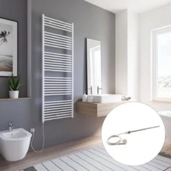 Schulte TURBO - Radiateur électrique Design - 90 X 170 Cm - Blanc - Sèche Serviettes - élément Chauffant Type 1 Gauche - 900 Watt - H1700-E1L 04