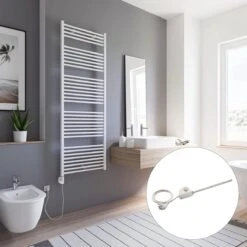 Schulte TURBO - Radiateur électrique Design - 90 X 170 Cm - Blanc - Sèche Serviettes - élément Chauffant Type 3 Gauche - 900 Watt - H1700-E3L 04