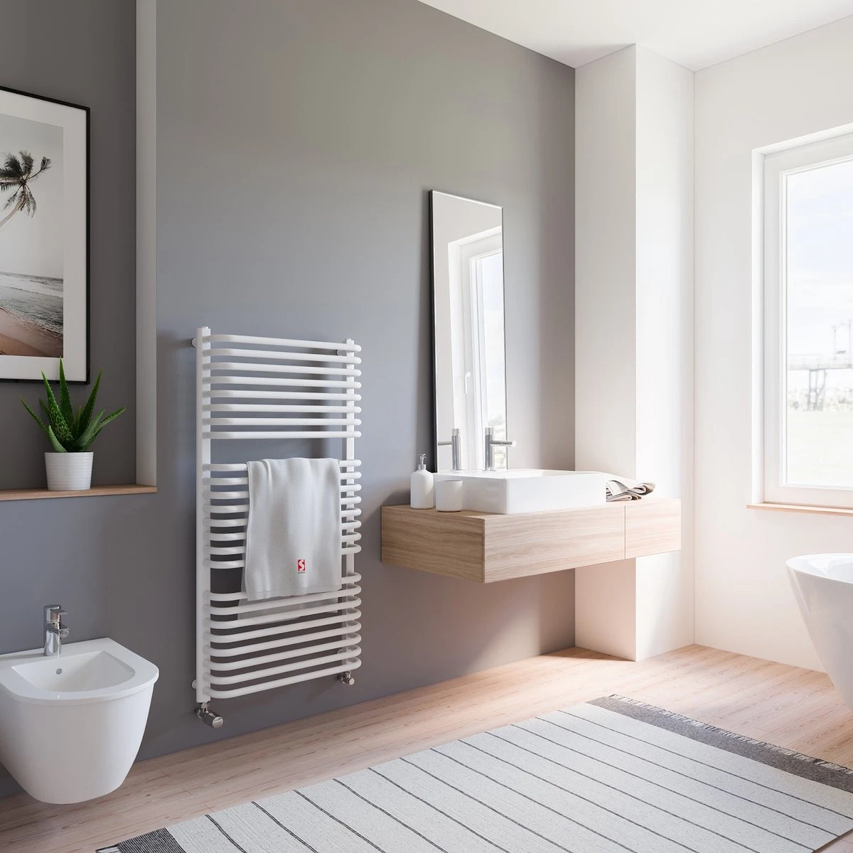 Schulte EP2120452 04 Radiateur Design 60 X 92 Cm, Amsterdam II, 632 Watt, Blanc Alpin, Radiateur Pour La Salle De Bain Et La Cuisine Ou Toute Autre Pièce De Votre Maison