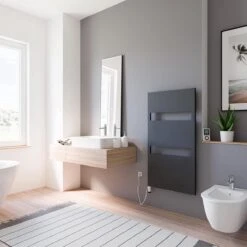 Schulte TURIN - Radiateur Design électrique - 60 X 114 Cm - Anthracite - Connexion à Distance Numérique à Gauche - 600 Watt