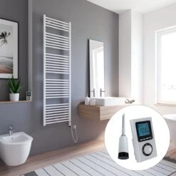 Schulte TURBO - Radiateur électrique Design - 60 X 170 Cm - Blanc - Sèche Serviettes - Résistance Type 5 Droite - 600 Watt - H171705-E5R 04