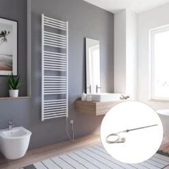 Schulte TURBO - Radiateur électrique Design - 60 X 170 Cm - Blanc - Sèche Serviettes - Résistance Type 1 Droit - 600 Watt - H171705-E1R 04