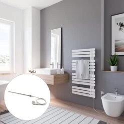 Schulte BREDA - Radiateur électrique Design - 60 X 106 Cm - Blanc - Sèche Serviettes - Résistance Type 1 Droit - 600 Watt - H02410660-E1R 04