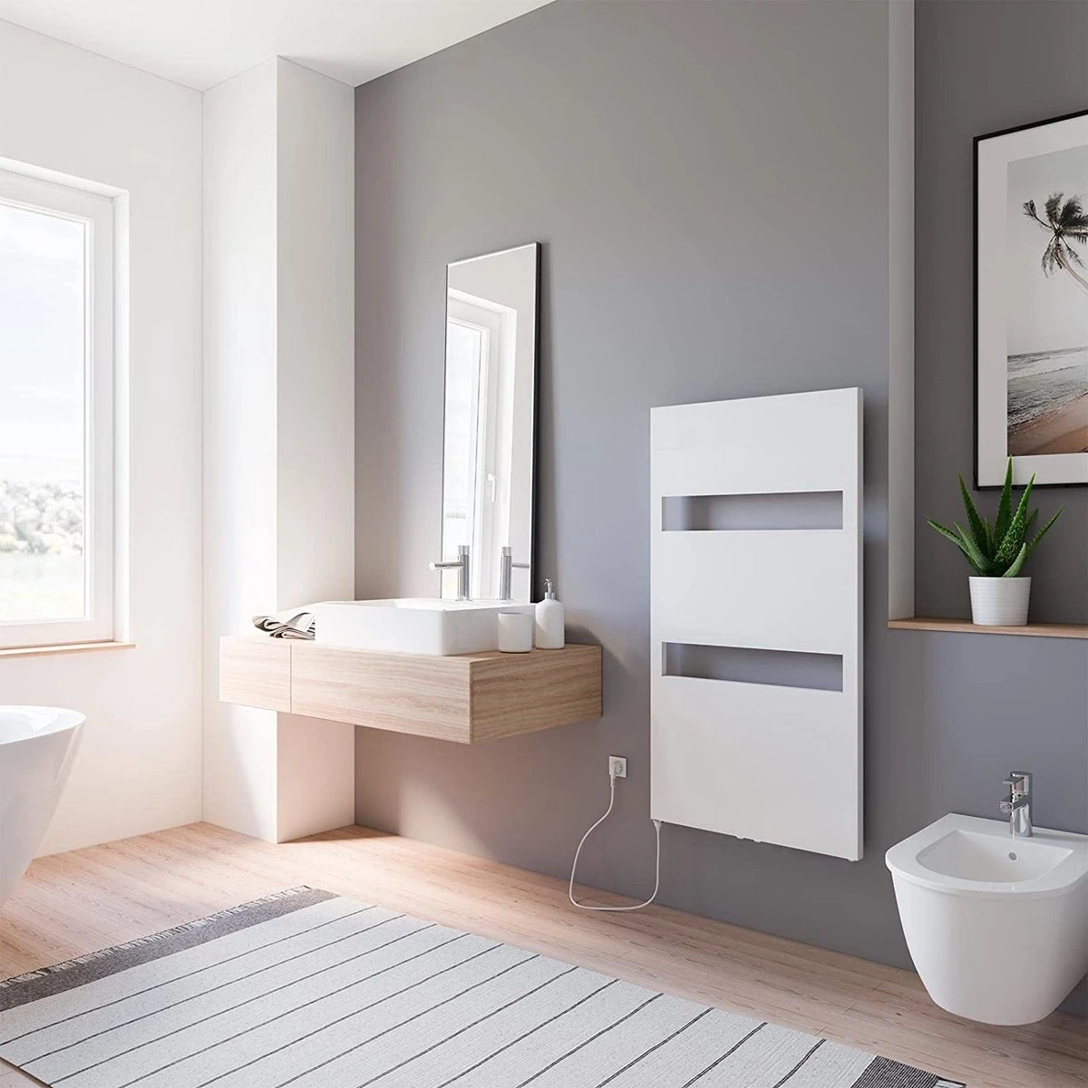 Schulte TURIN - Radiateur électrique Design - 60 X 114 Cm - Blanc - Sèche Serviettes - élément Chauffant Type 1 Gauche - 600 Watt - H113560-E1L 04 - Image 11