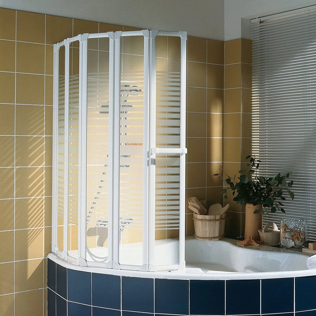 Paroi De Bain Schulte 5 Parties - 120 X 140 Cm - Profil Blanc - Verre De Sécurité Transparent Avec Décor à Rayures - Art. D1325- F 04 72 - Image 6