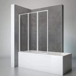 Paroi De Bain Schulte - En 3 Parties - 127x140cm - Profilé En Aluminium Mat - Verre De Sécurité Transparent - Art. D1300 01 50