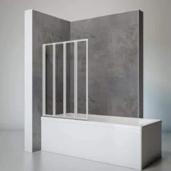 Paroi De Baignoire Schulte En 4 Parties, 93x121 Cm, D1334 01 50, SMART, INCLUANT LES ADHÉSIFS SANS FORETS, Verre De Sécurité Transparent Et Profilé En Aluminium