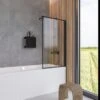 Paroi De Bain Schulte GAUCHE/droite, Monobloc 80 X 140 Cm, Série Black Style, Profil Noir Mat Avec Verre De Sécurité Transparent Avec Decor Frame, Pour La Protection Lors De La Douche Dans Le Bain, Art. EP1650 68 130