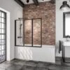 Paroi De Bain Schulte - 3 Parties - 127x140cm - Profil Noir - Verre De Sécurité Transparent - Facile à Installer Sans Perçage - Collé - Art. D1300- F-EKS 68 50