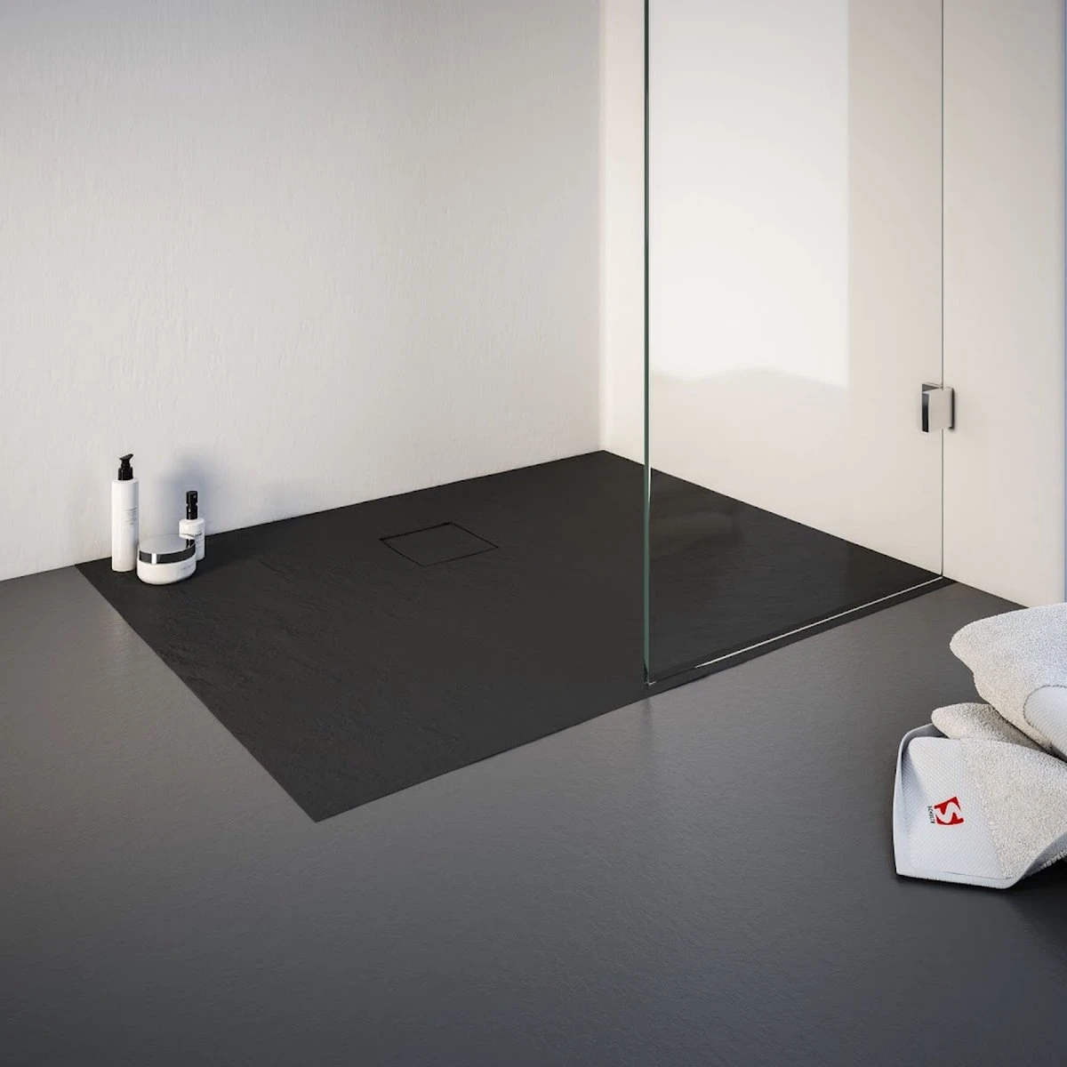 Receveur De Douche Schulte 100x140x4 Cm Aspect Pierre Marbre Minéral Anthracite, Avec Garniture De Vidage, EP216114-57
