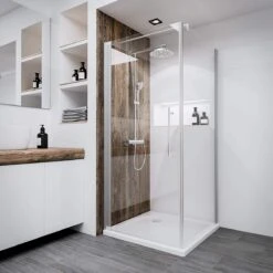 Cabine De Douche Schulte D69241516 1 50, BREMEN 90x75x190 Cm Porte Tournante Avec Paroi Latérale Fixe, Verre De Sécurité Transparent Avec Profil En Aluminium Mat