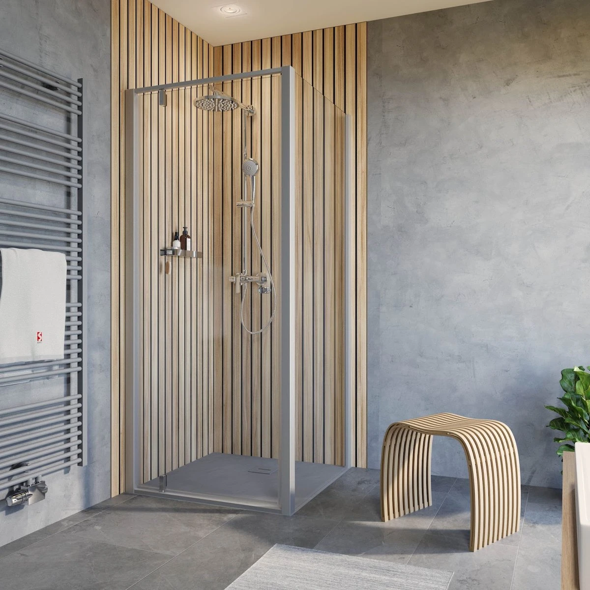 Cabine De Douche Schulte D515206 TREND 2.0, Porte Tournante Avec Paroi Latérale 90 X 90 X 200 Cm, Profil MAT ALUMINIUM - Verre De Sécurité Transparent