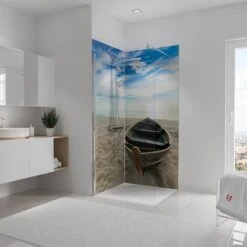 Schulte DecoDesign, 2 Murs De Fond De Douche Dans Un Angle, Photo : Old Boat Beach 639, Taille 2 X 90x210 Cm, EP1900922 639 / D1900922 639