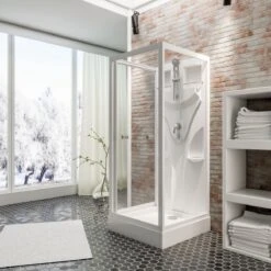 Schulte Juist - Cabine De Douche Fermée - 90x90x210 Cm - Couleur De Profil Blanc - Verre De Sécurité Transparent - Ensemble De Douche - Pomme De Douche Réglable