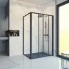 Schulte Sunny - Cabine De Douche 120x90x195 Cm - Porte Coulissante Et Paroi Latérale - Profil Noir Mat - Verre De Sécurité Transparent - Art. D19311290- F 68 50