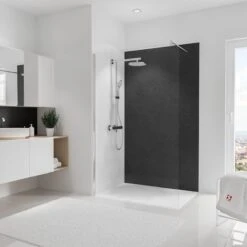 Schulte DecoDesign, Paroi Arrière De Douche En Decor Stone Anthracite 601, Taille 120x210 Cm, EP1902221 601 / D1902221 601