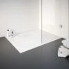 Receveur De Douche Schulte 80x100x4 Cm Aspect Pierre Marbre Minéral Blanc, Avec Vidage, EP216810-04