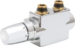 Vanne De Radiateur Schulte Réf. EP3765002, Schulte Mitigeur Thermostatique Universel Coudé/droit, Couleur Chrome, Pour Raccordement Centre Bas, Entraxe 50 Mm, Avec Bouchon Mélangeur Chromé