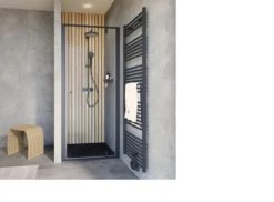 Porte De Douche Schulte D515106 TREND 2.0, Porte Battante 90 X 200 Cm, Profil NOIR MAT - Verre De Sécurité Clair Transparent