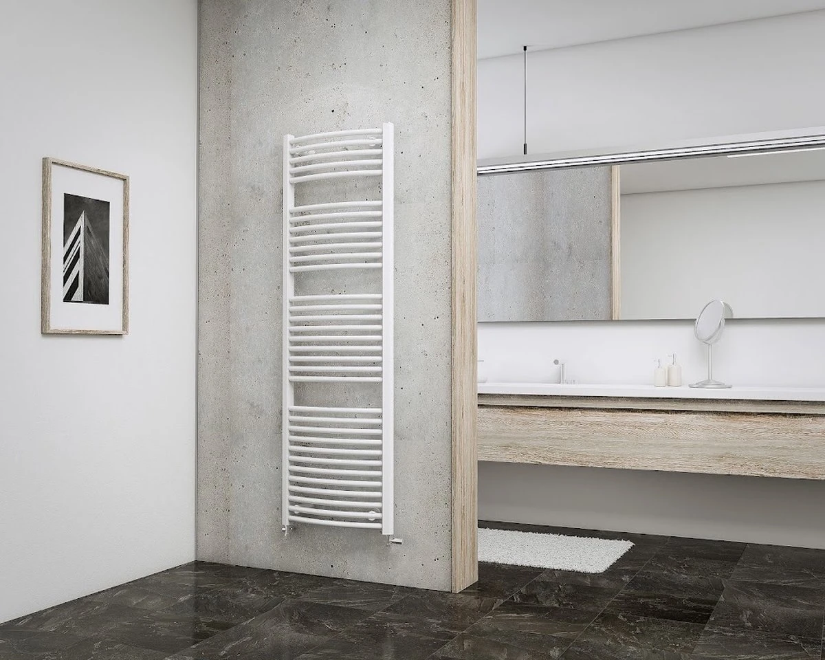 Schulte EP3516050 04 Radiateur Design 50 X 157 Cm Munich Rond Incurvé, 752 Watt, Blanc Alpin, Radiateur Pour La Salle De Bain.