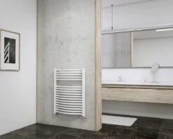 Schulte EP707660 04 Radiateur Design 60 X 78 Cm Olympia, 481 Watt, Blanc Alpin, Radiateur Magnifiquement Incurvé Pour La Salle De Bain Et La Cuisine