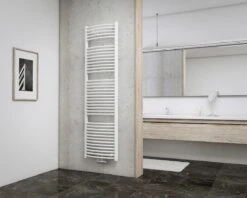 Schulte EP3577550-M 04, Radiateur Design 50 X 177 Cm Munich Incurvé Avec Raccord Central Inférieur, 851 Watt, Blanc Alpin, Radiateur Pour La Salle De Bain.