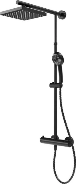 Schulte Douche Master Rain Black D9641 68 Système De Douche De Schulte Avec Thermostatique, Douche à Effet Pluie Et Douchette à Main, Douche à Effet Pluie Carrée, Réglable En Hauteur