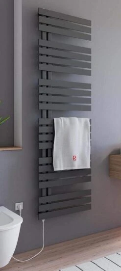 Schulte BREDA - Radiateur électrique Design - 60 X 169 Cm - Anthracite - Sèche Serviettes - élément Chauffant Type 1 Gauche - 900 Watt - H02416960-E1L 57