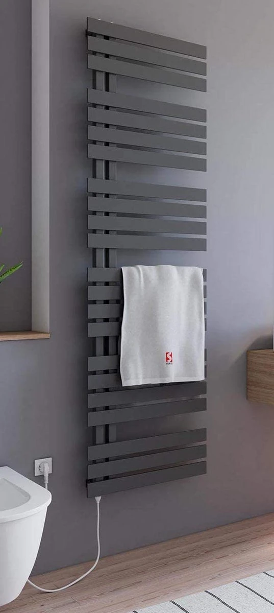 Schulte BREDA - Radiateur électrique Design - 60 X 169 Cm - Anthracite - Sèche Serviettes - élément Chauffant Type 1 Gauche - 900 Watt - H02416960-E1L 57