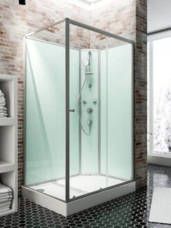 Schulte Ibiza - Cabine De Douche Fermée - Type Droite - 90x120x204 Cm - Profilé En Aluminium - Verre De Sécurité Transparent - Mitigeur - Set De Douche
