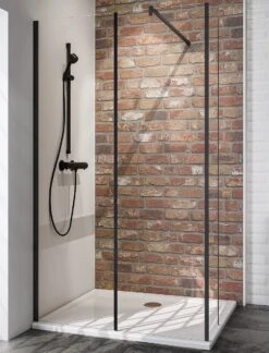 Schulte Black Style, Walk In LOFT Douche à L'italienne En 3 Parties 120 X 30 X 200 Cm, Noir Mat Et Verre De Sécurité Transparent Avec Traitement Anticalcaire, Art. D583910 68 500