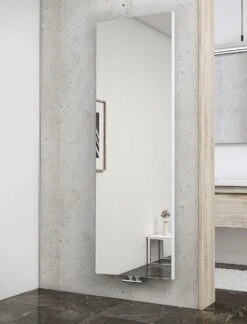 Schulte NEW YORK MIRROR RADIATOR, 45 X 180 Cm, 688 Watt, Suspension à Panneau Dissimulé En Blanc Alpin, Connexion Inférieure Au Milieu, Art EP034010 04, Chauffe La Salle De Bain Avec Un Miroir Sans Condensation (porte-serviette Non Inclus !)