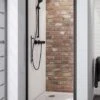 Porte De Douche Schulte Black Style, Porte Tournante Pour Niche, 80x192 Cm, Verre De Sécurité Noir Mat Et Transparent Avec Traitement Anticalcaire, Art. D321004 68 500
