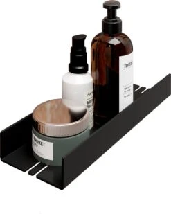 Étagère De Douche Schulte - étagère De Douche Facile à Coller, Facile Sans Perçage, 28 X 9,5 X 3,5 Cm, Couleur Noir, étagère De Salle De Bain Suspendue D1851 68